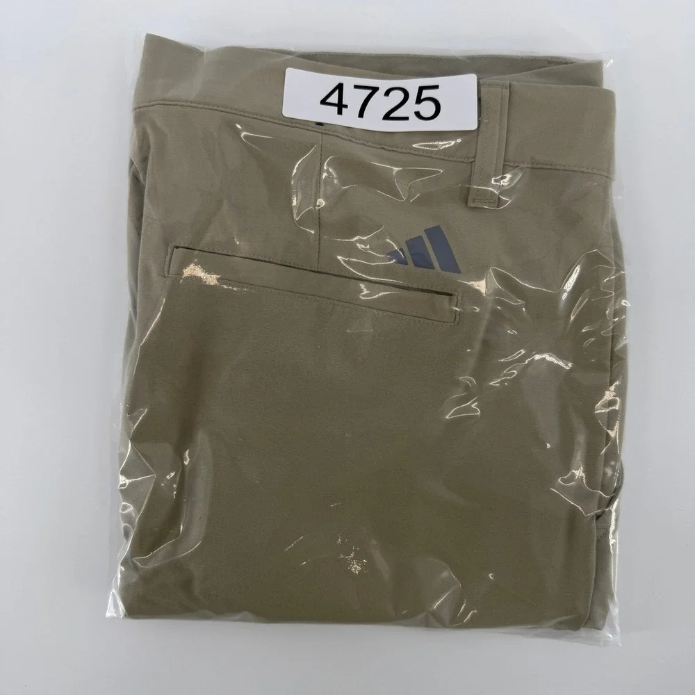 Adidas Golf Pants Mens 32x32 Khaki Tan Performance Stretch Flat Front Trousers